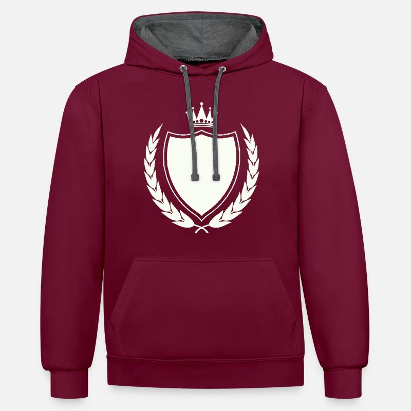 Armoiries Couronne - Sweat à capuche contrasté - bordeaux/anthracite