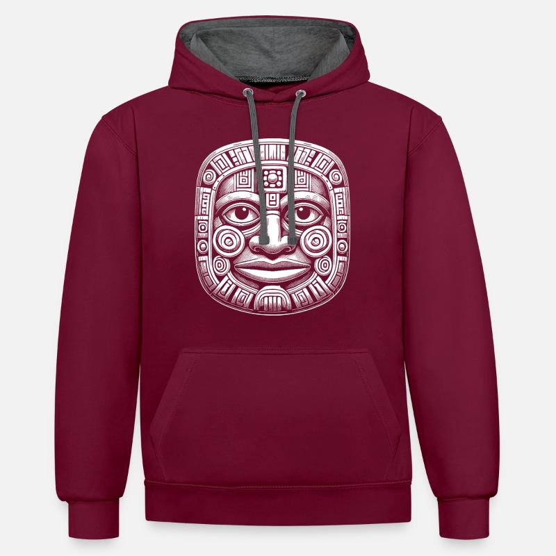 Maske - Kontrast-Hoodie - Weinrot/Anthrazit