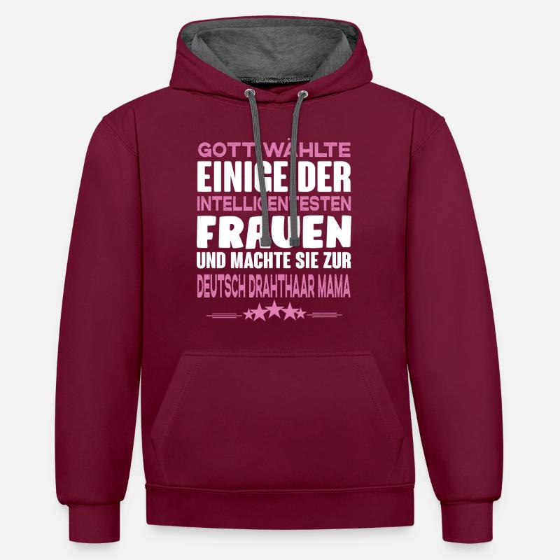 Deutsch Drahthaar - Deutsch Drahthaar Hund - Kontrast-Hoodie - Weinrot/Anthrazit
