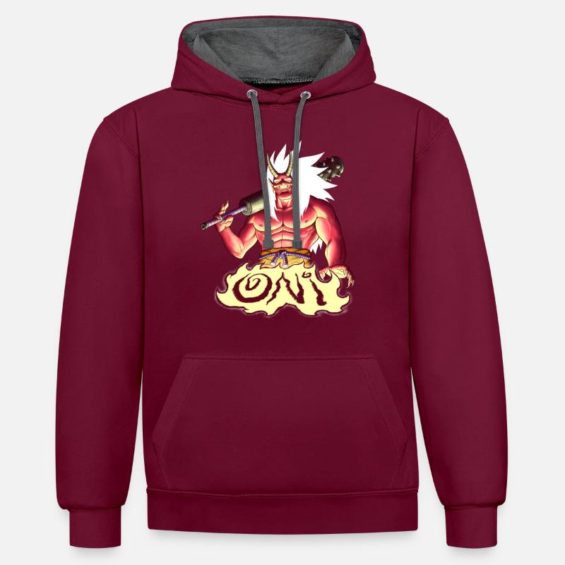 Oni rouge - Sweat à capuche contrasté - bordeaux/anthracite
