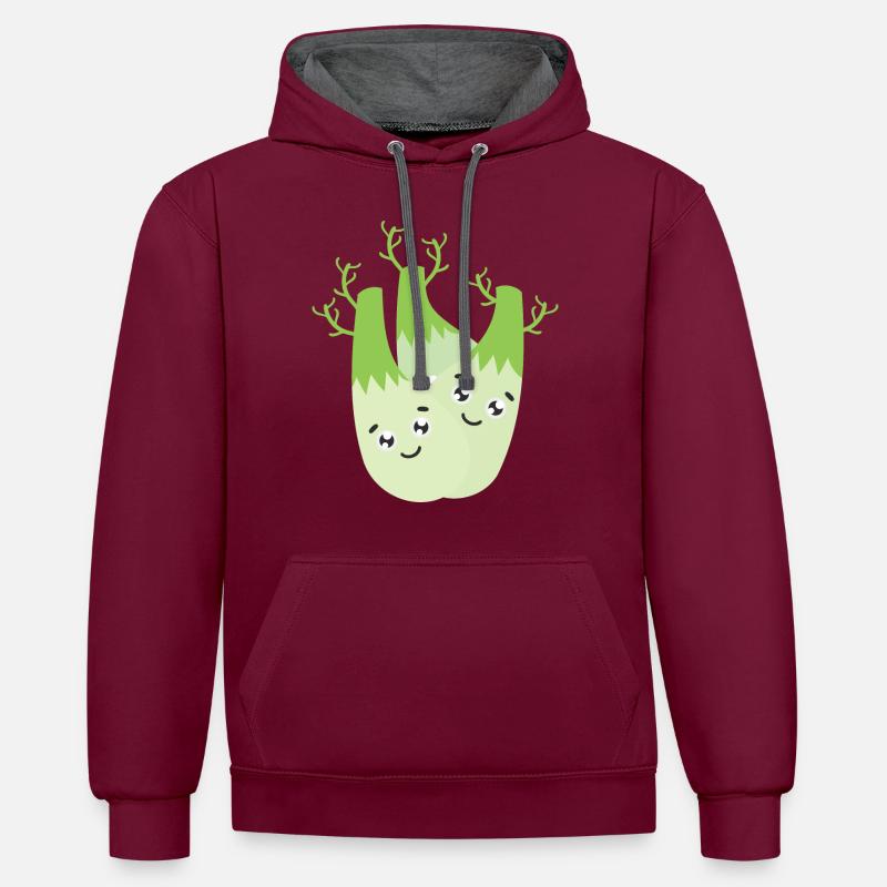 Fenouil - Sweat à capuche contrasté - bordeaux/anthracite