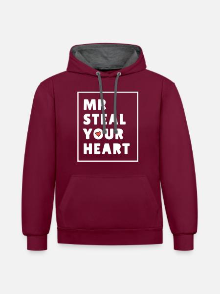 Jungen Valentinstag T-Shirt, lustiger V-Day für Jungen - Kontrast-Hoodie - Weinrot/Anthrazit