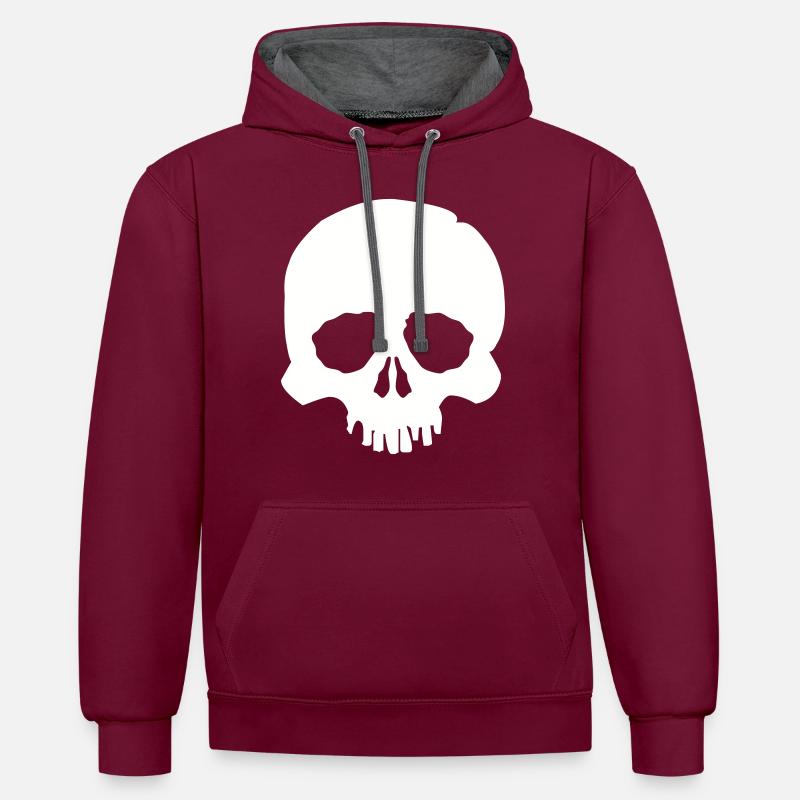 Crâne - Sweat à capuche contrasté - bordeaux/anthracite