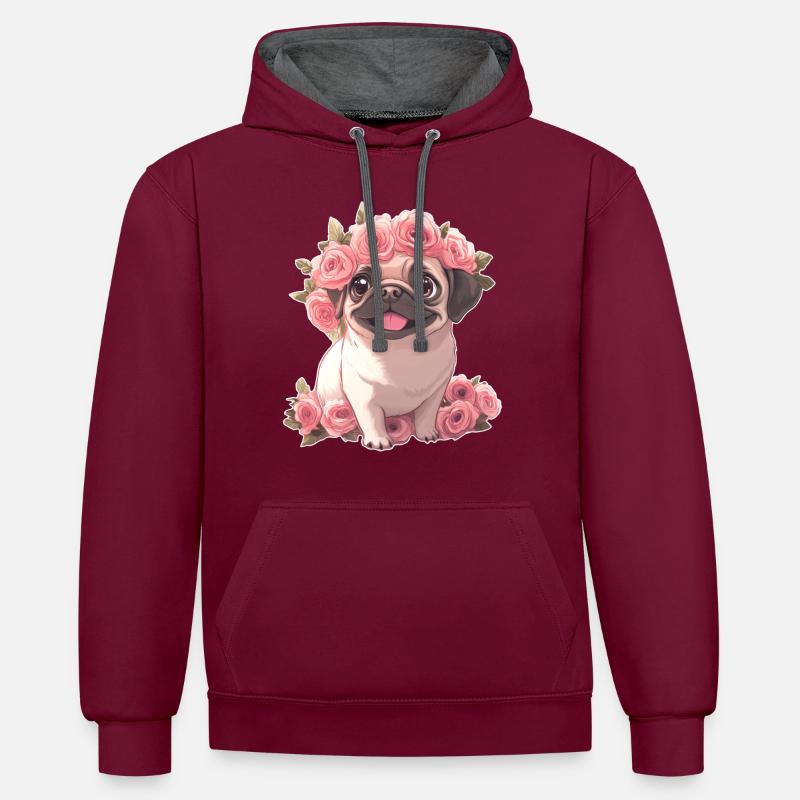 Carlin - Sweat à capuche contrasté - bordeaux/anthracite