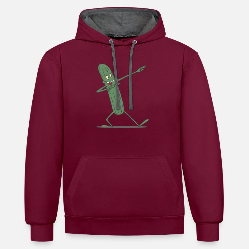 Tamponner concombre concombre - Sweat à capuche contrasté - bordeaux/anthracite