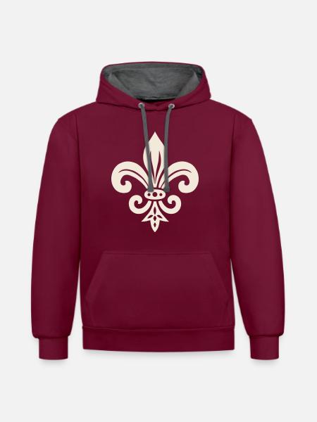 Simple Fleur de lis Design - Sweat à capuche contrasté - bordeaux/anthracite