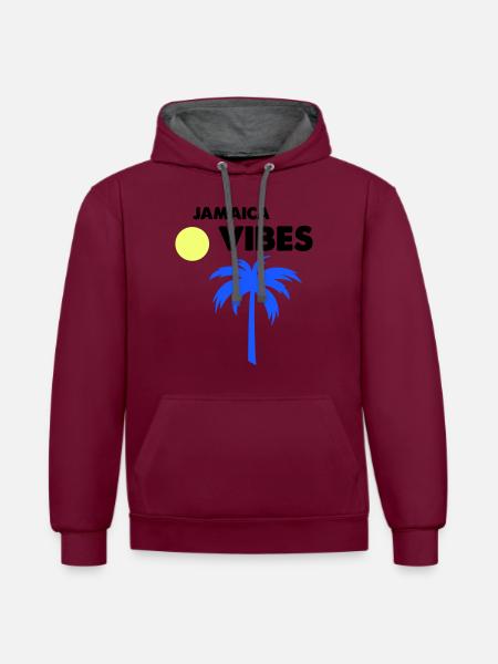 Jamaica Vibes - Contrast hoodie - burgundy/charcoal
