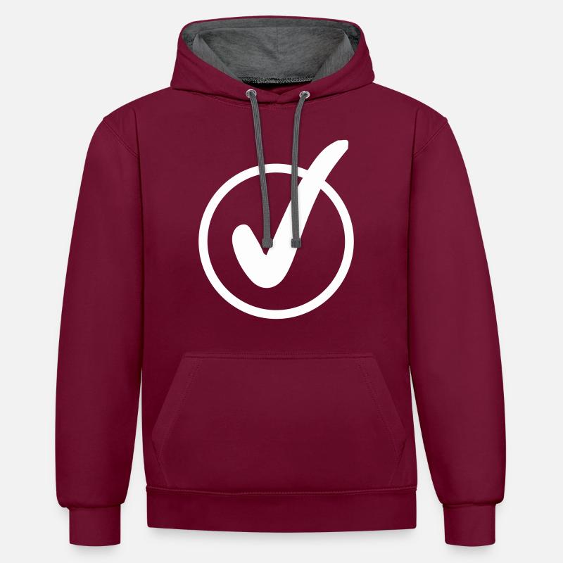 crochet - Sweat à capuche contrasté - bordeaux/anthracite