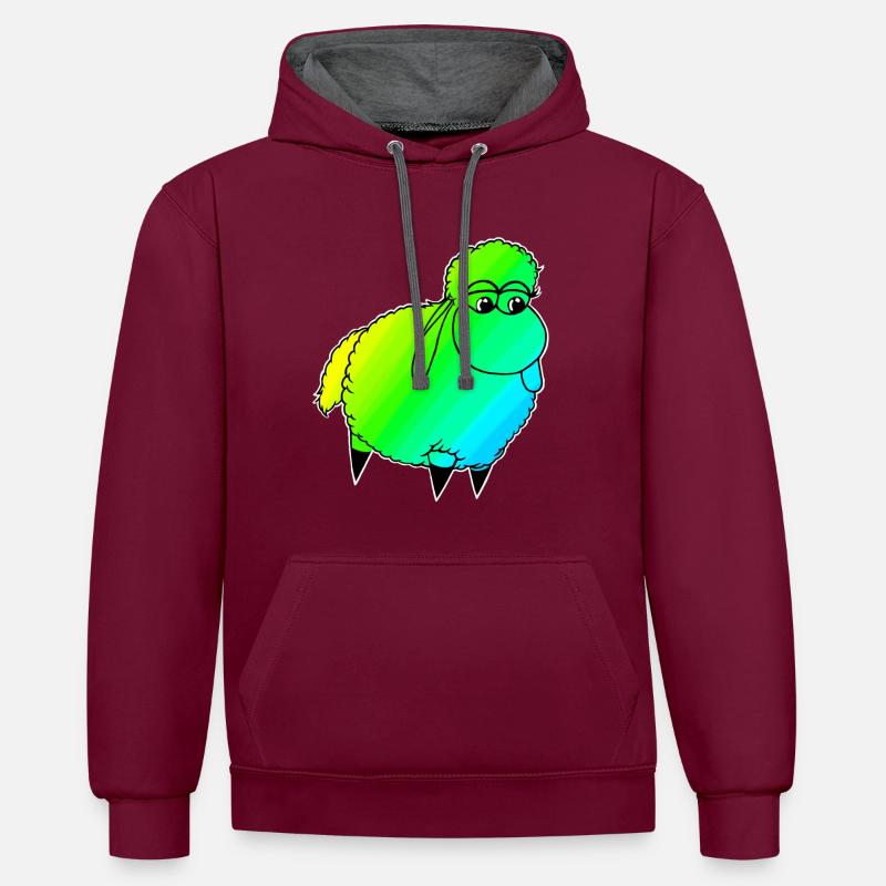 Wolly Sheeeepling Retro wave - Contrast hoodie - burgundy/charcoal