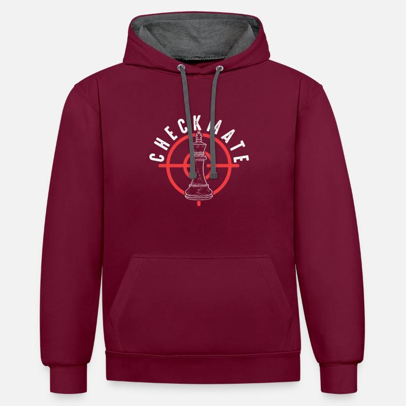 Échecs d'échecs Checkmate - Sweat à capuche contrasté - bordeaux/anthracite