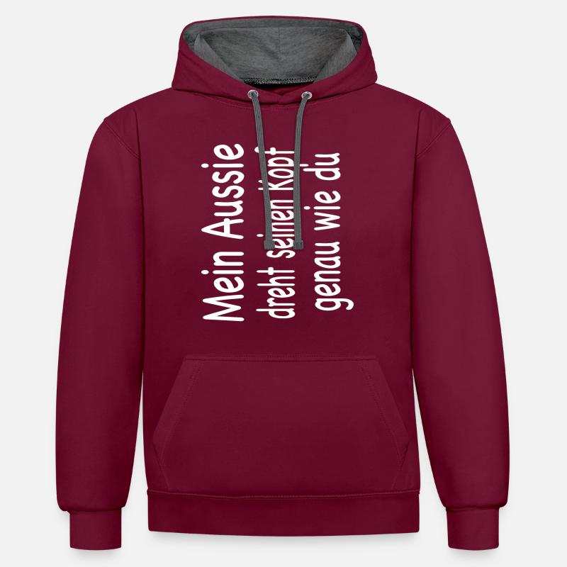 Australian Shepherd - Aussie - Kontrast-Hoodie - Weinrot/Anthrazit