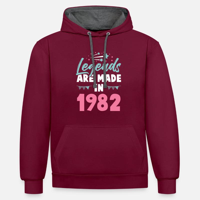 1982 anniversaire - Sweat à capuche contrasté - bordeaux/anthracite