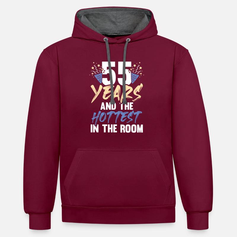 55 ans - Sweat à capuche contrasté - bordeaux/anthracite