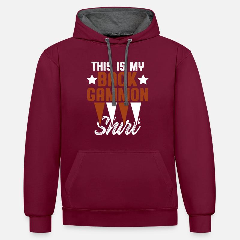 t-shirt backgammon - Sweat à capuche contrasté - bordeaux/anthracite