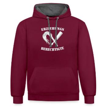 Tuteur légal BDSM Bondage SM T-Shirt - Sweat à capuche contrasté - bordeaux/anthracite - Devant - Anna (173cm) & Nico (186cm)