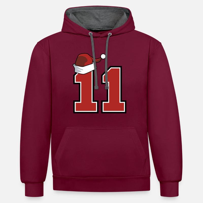 11 Numéro Noël - Sweat à capuche contrasté - bordeaux/anthracite