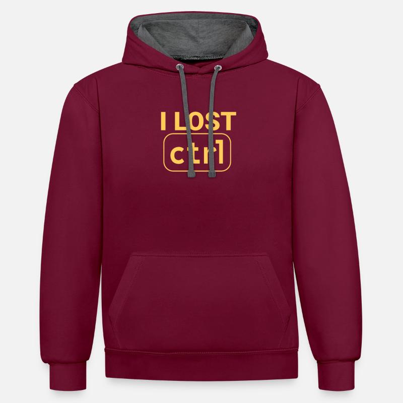 « | CTRL perdue Programmeur » - Sweat à capuche contrasté - bordeaux/anthracite