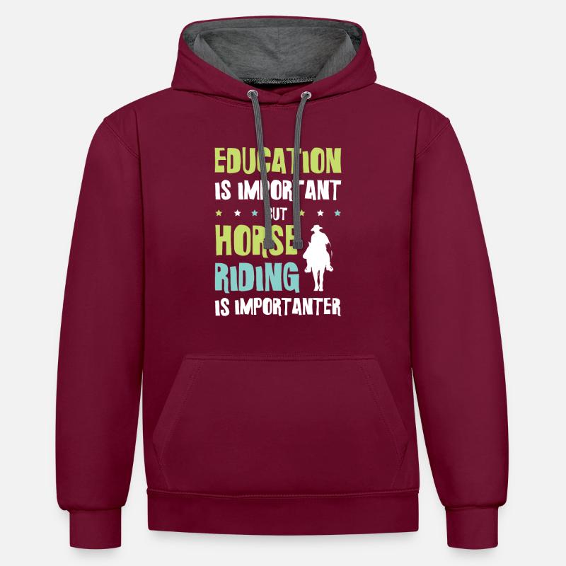 Éducation des chevaux - Sweat à capuche contrasté - bordeaux/anthracite