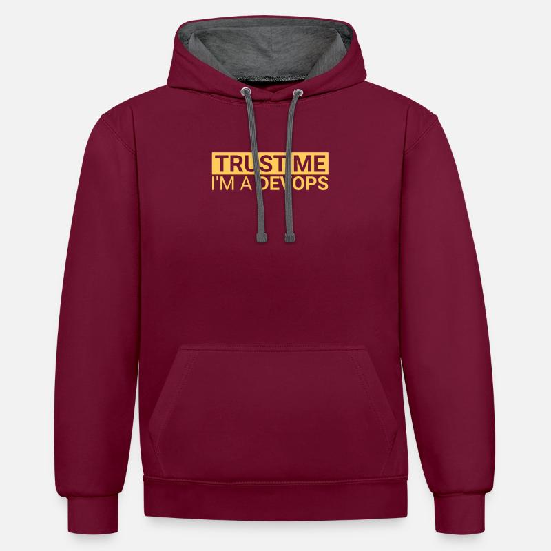 "DevOps Trust | Softwareentwicklung" - Kontrast-Hoodie - Weinrot/Anthrazit