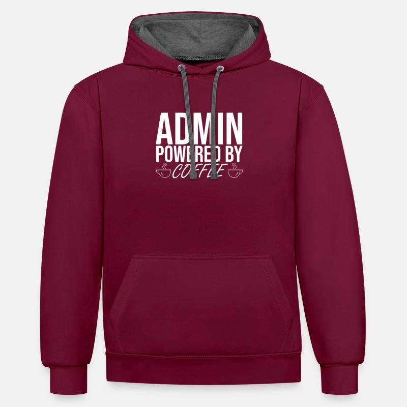 "Admin Coffee | Admin" - Kontrast-Hoodie - Weinrot/Anthrazit