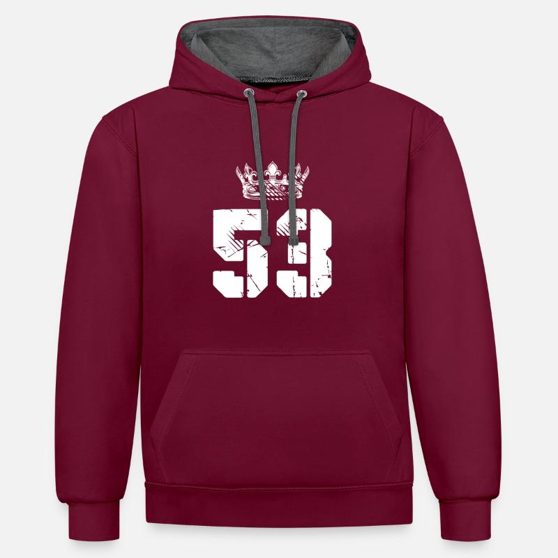 53 Couronne numérique - Sweat à capuche contrasté - bordeaux/anthracite