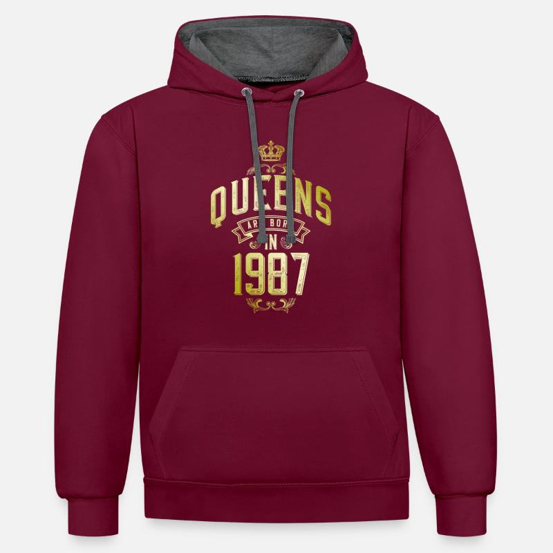 Reines nées en 1987 - Sweat à capuche contrasté - bordeaux/anthracite