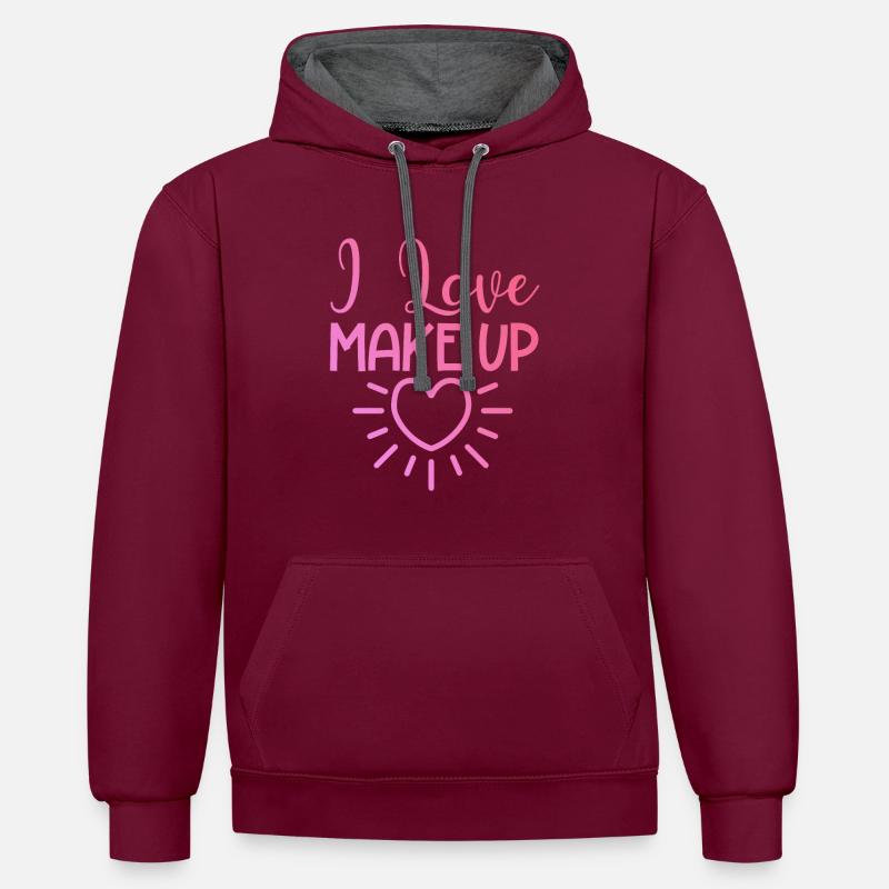 J’adore le maquillage - Sweat à capuche contrasté - bordeaux/anthracite