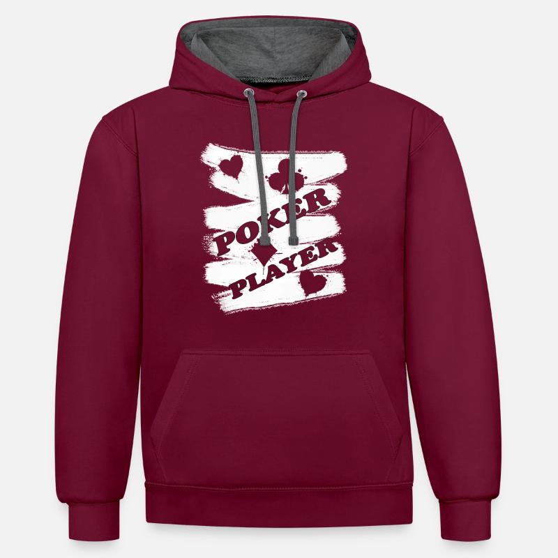 Conception de joueur de poker - Sweat à capuche contrasté - bordeaux/anthracite