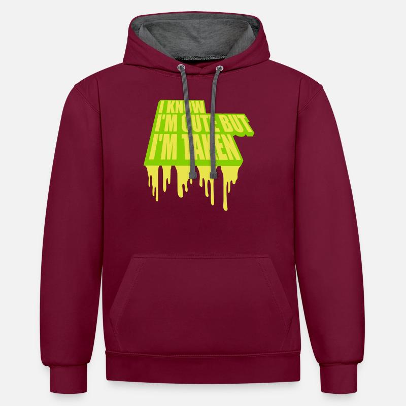citation mignonne mais prise - Sweat à capuche contrasté - bordeaux/anthracite