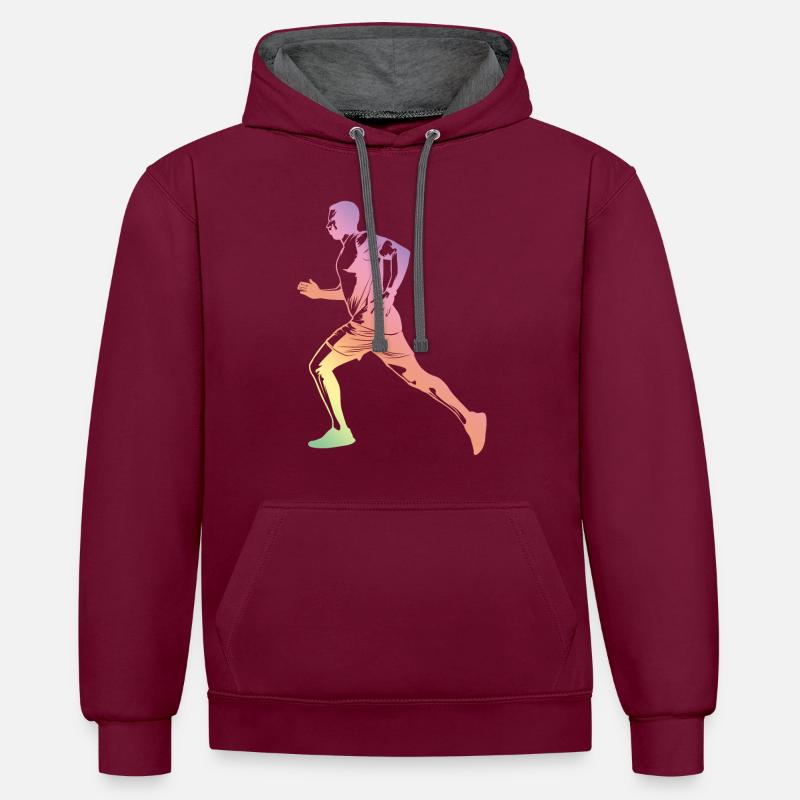 Silhouette de course - Sweat à capuche contrasté - bordeaux/anthracite