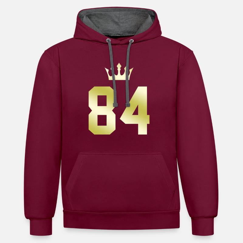 84 Couronne numérique - Sweat à capuche contrasté - bordeaux/anthracite