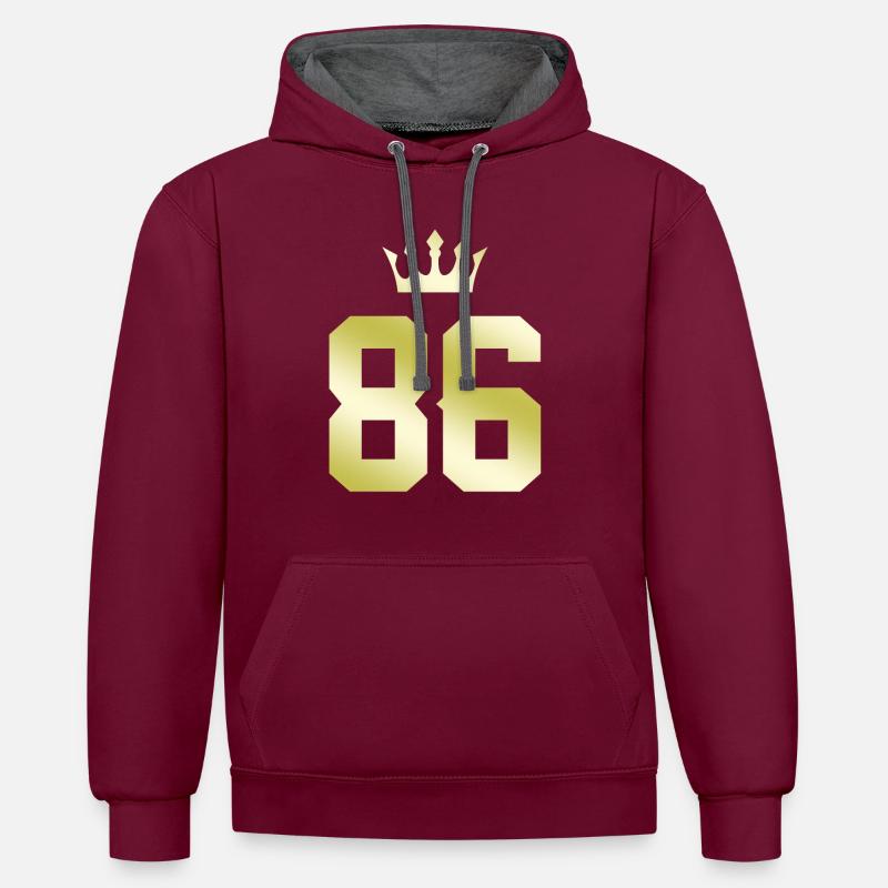 86 Nombre de couronnes - Sweat à capuche contrasté - bordeaux/anthracite