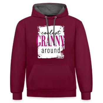 Coolest Granny - Kontrast-Hoodie - Weinrot/Anthrazit - Vorne - Anna (173cm) & Nico (186cm)