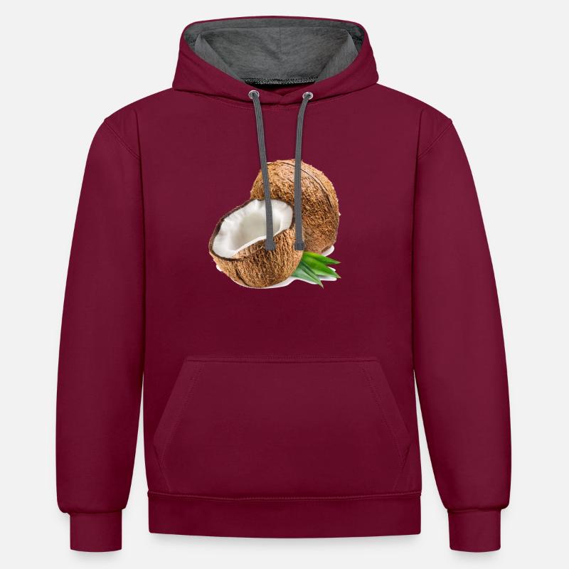 noix de coco - Sweat à capuche contrasté - bordeaux/anthracite