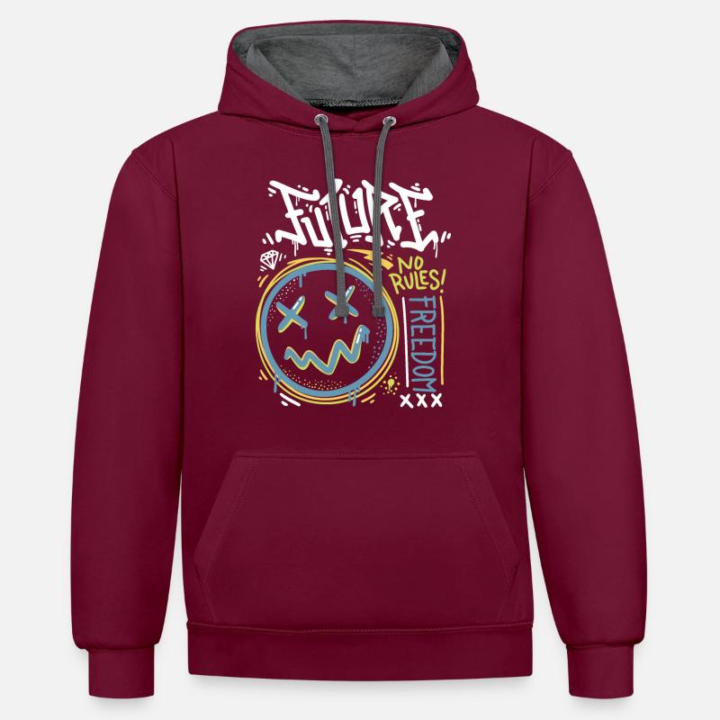 Futur Pas de règles - Sweat à capuche contrasté - bordeaux/anthracite