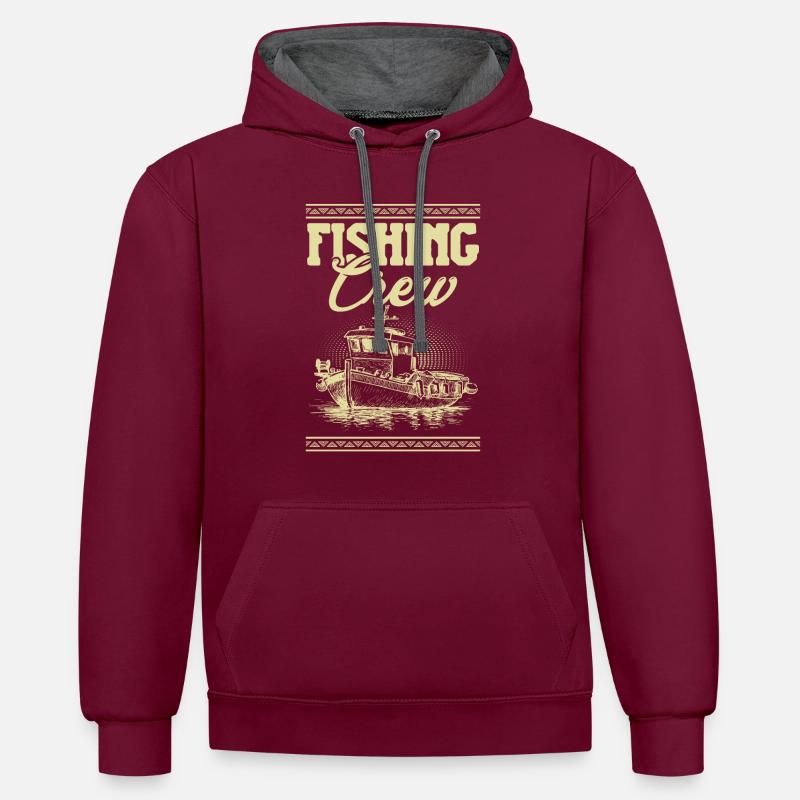 Équipage de pêche - Sweat à capuche contrasté - bordeaux/anthracite