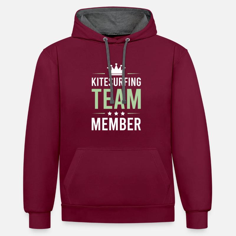 Équipe de kitesurf - Sweat à capuche contrasté - bordeaux/anthracite