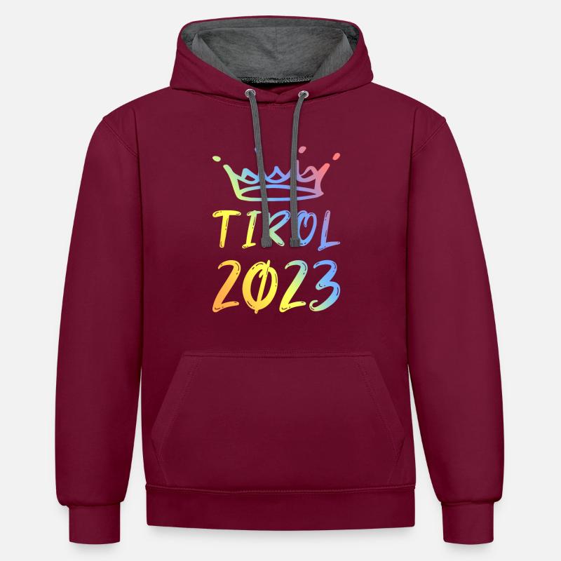 Tyrol 2023 - Sweat à capuche contrasté - bordeaux/anthracite