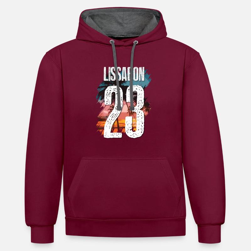 Lisbonne 23 Maillot 2023 - Sweat à capuche contrasté - bordeaux/anthracite