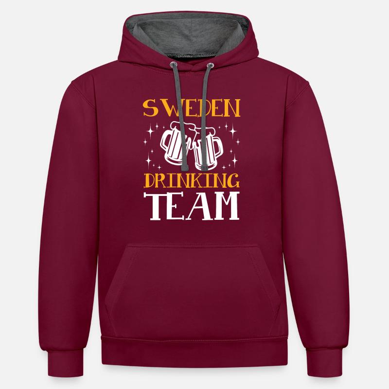 Suède Équipe de consommation d’alcool - Sweat à capuche contrasté - bordeaux/anthracite