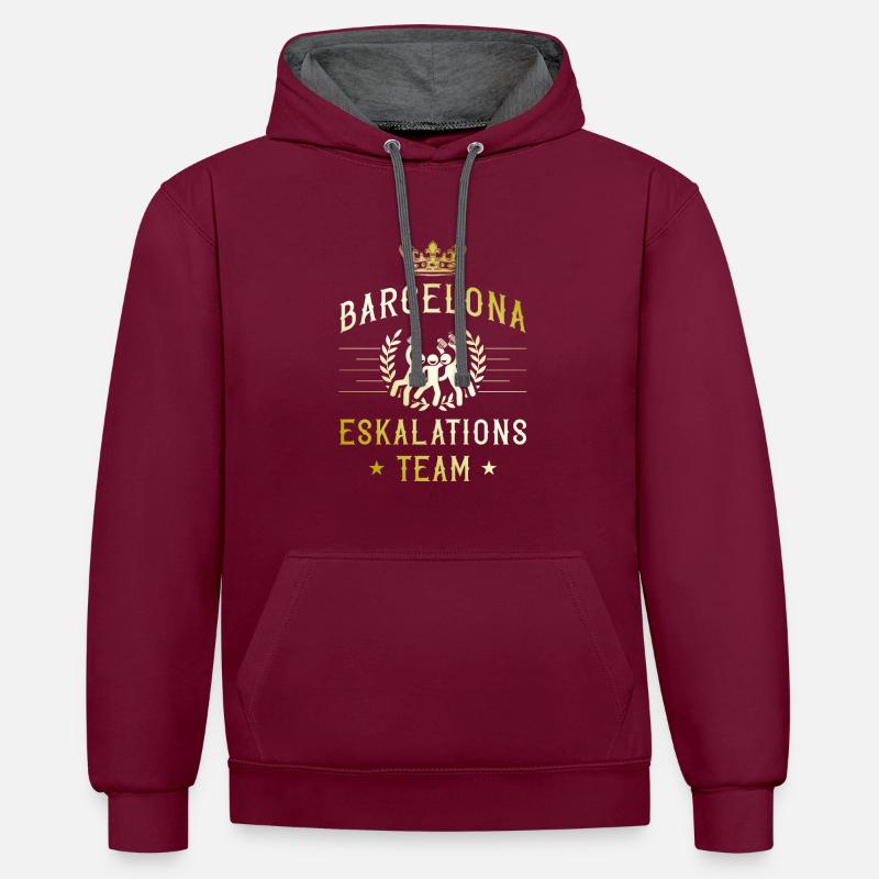 Escalade à Barcelone - Sweat à capuche contrasté - bordeaux/anthracite
