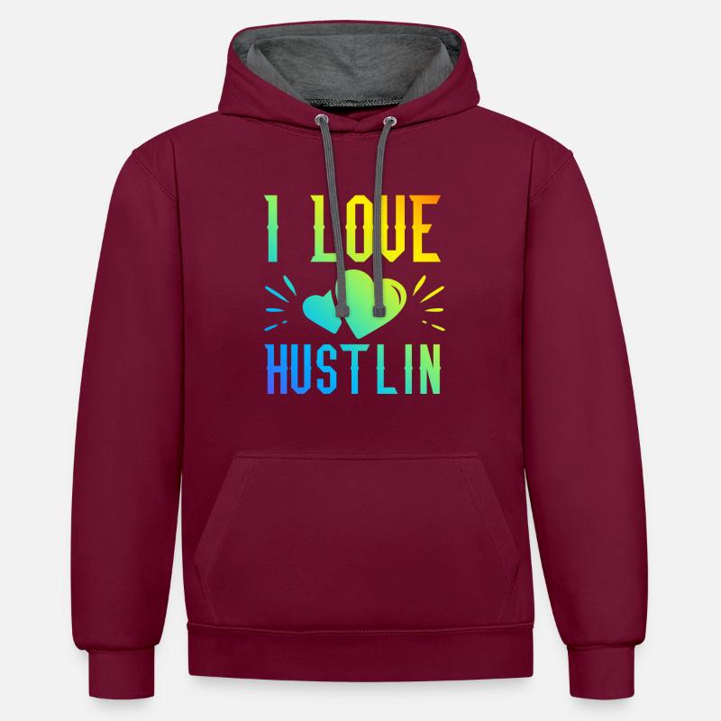 J’adore Hustlin - Sweat à capuche contrasté - bordeaux/anthracite