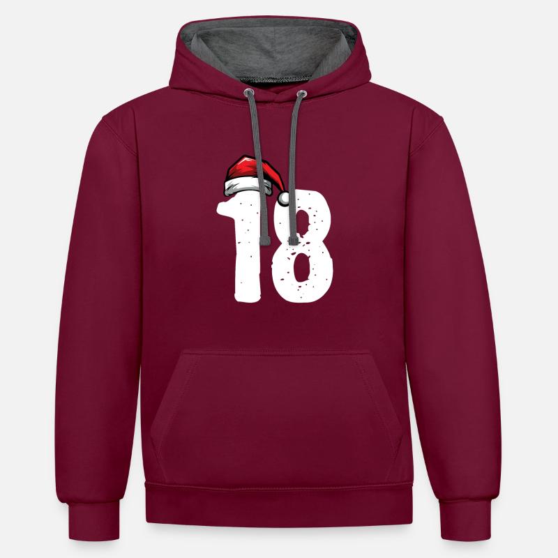 18 Numéro de Noël - Sweat à capuche contrasté - bordeaux/anthracite