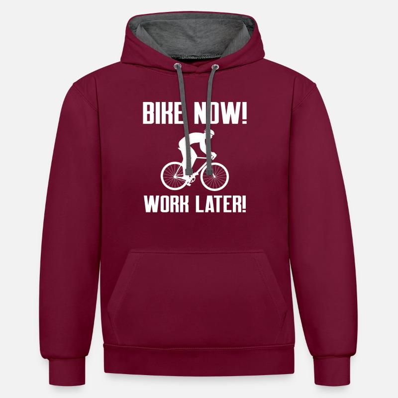 Vélo vélo de course VTT - Sweat à capuche contrasté - bordeaux/anthracite
