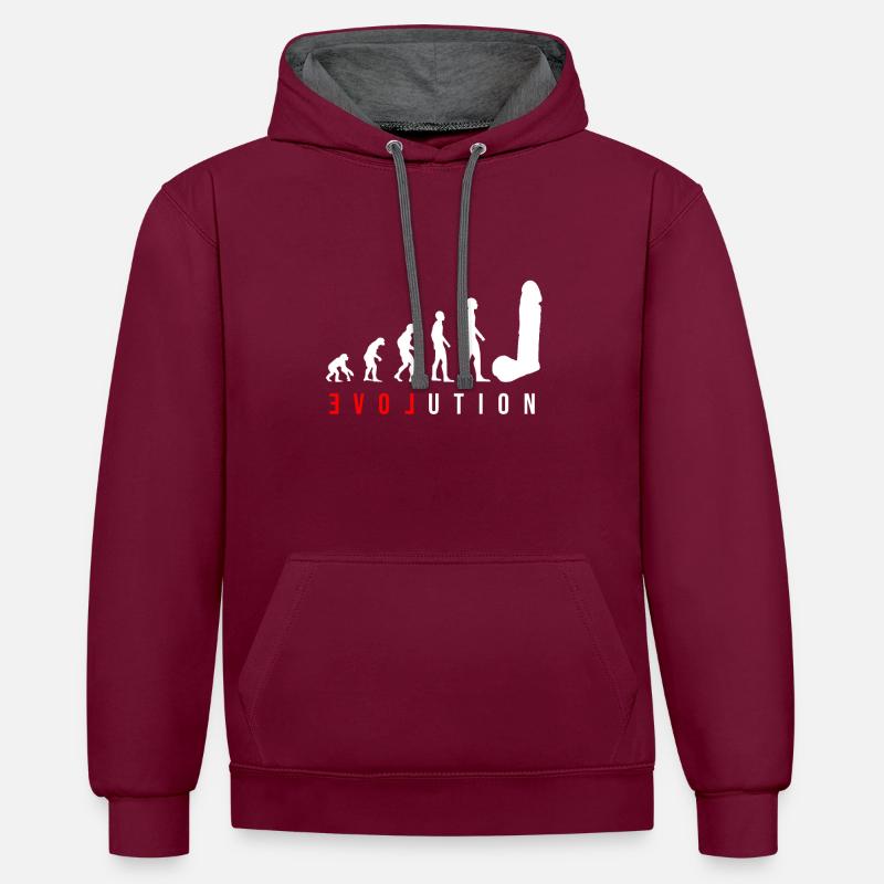 Evolution Dildo - Pour femmes célibataires - Sweat à capuche contrasté - bordeaux/anthracite