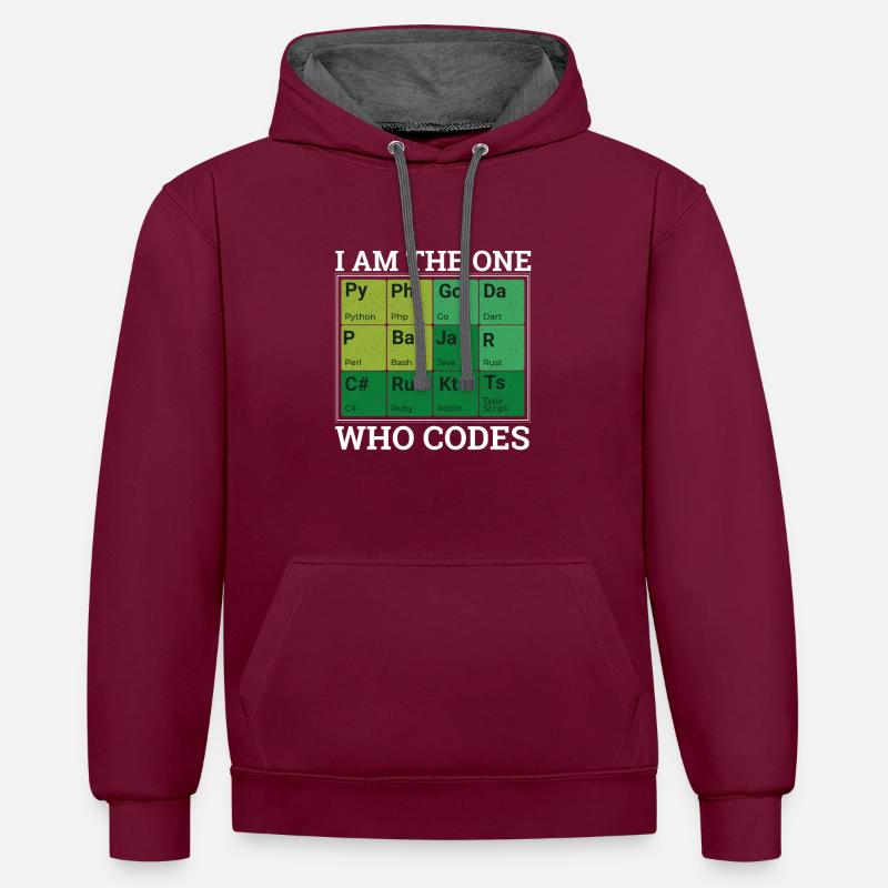 « Period Table Programming » | Programmeurs - Sweat à capuche contrasté - bordeaux/anthracite