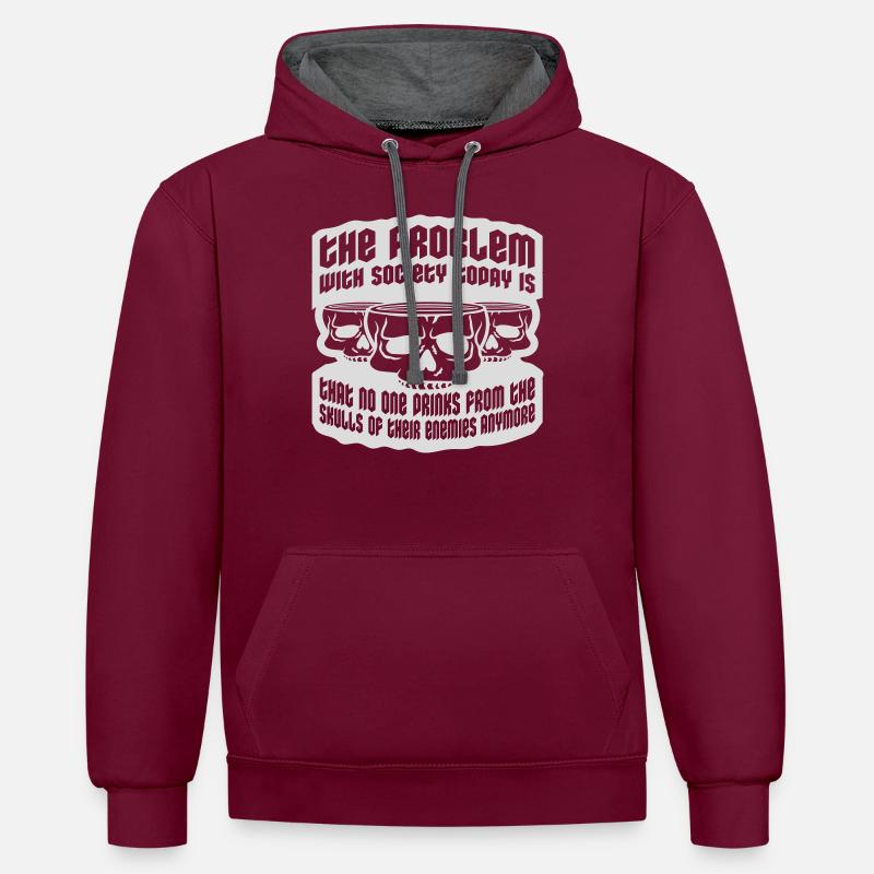boissons de crânes ennemis - Sweat à capuche contrasté - bordeaux/anthracite