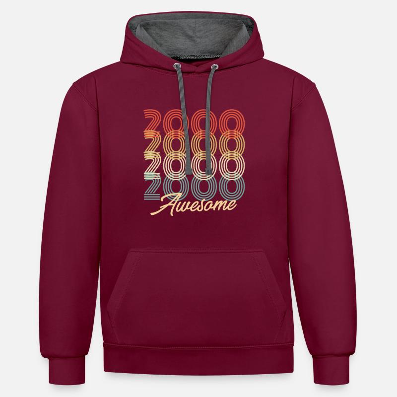 Drôle d’anniversaire génial 2000 - Sweat à capuche contrasté - bordeaux/anthracite
