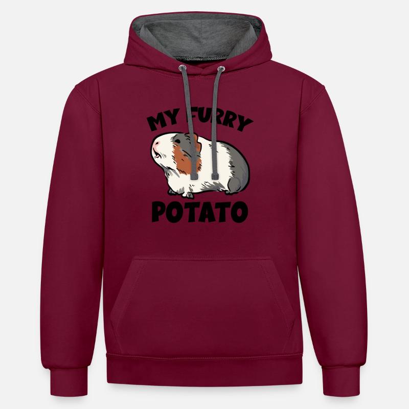 Mon cochon d’Inde à fourrure - Sweat à capuche contrasté - bordeaux/anthracite