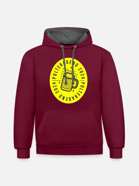Polterabend 2024 - Kontrast-Hoodie - Weinrot/Anthrazit